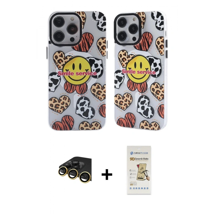 MARSİLYAN™- iPhone 14 Pro Max Kılıf Nova Doku Koleksiyonu - Siyah Mat Seramik Nano Ekran Koruyucu + Raze Metal Kamera Lens - GD