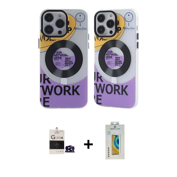 MARSİLYAN™- iPhone 14 Pro Max Kılıf Nova Doku Koleksiyonu - Siyah Polymer Nano Ekran Koruyucu + Bilvis Titan Kamera Lens - SH
