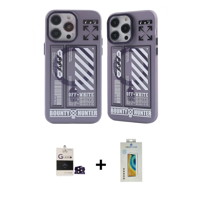 MARSİLYAN™- iPhone 14 Pro Max Kılıf Nova Doku Koleksiyonu - Siyah Polymer Nano Ekran Koruyucu + Bilvis Titan Kamera Lens - SH
