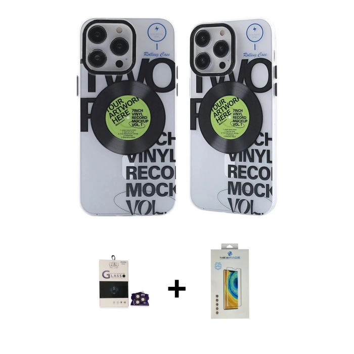 MARSİLYAN™- iPhone 14 Pro Max Kılıf Nova Doku Koleksiyonu - Siyah Polymer Nano Ekran Koruyucu + Bilvis Titan Kamera Lens - GD