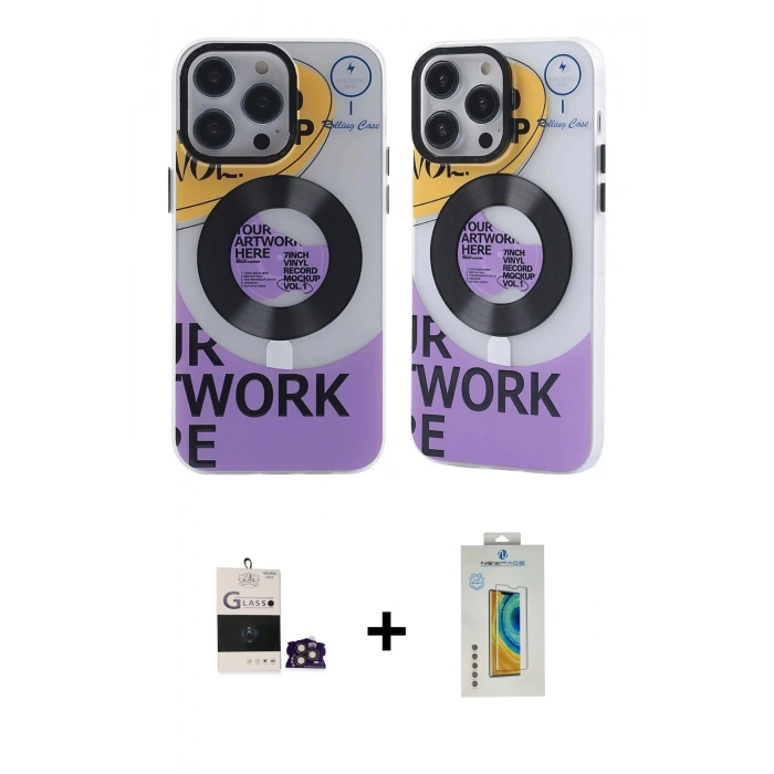 MARSİLYAN™- iPhone 14 Pro Max Kılıf Nova Doku Koleksiyonu - Siyah Polymer Nano Ekran Koruyucu + Bilvis Titan Kamera Lens - GD