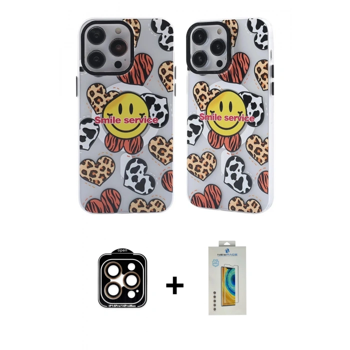 MARSİLYAN™- iPhone 14 Pro Max Kılıf Nova Doku Koleksiyonu - Siyah Polymer Nano Ekran Koruyucu + PVD Metal Kamera Lens - TU