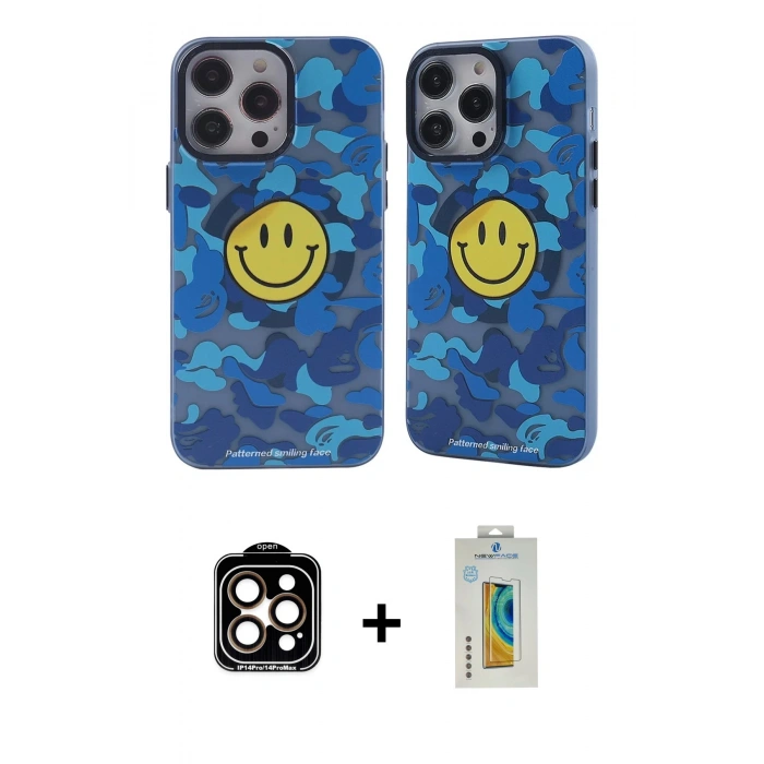 MARSİLYAN™- iPhone 14 Pro Max Kılıf Nova Doku Koleksiyonu - Siyah Polymer Nano Ekran Koruyucu + PVD Metal Kamera Lens - TU