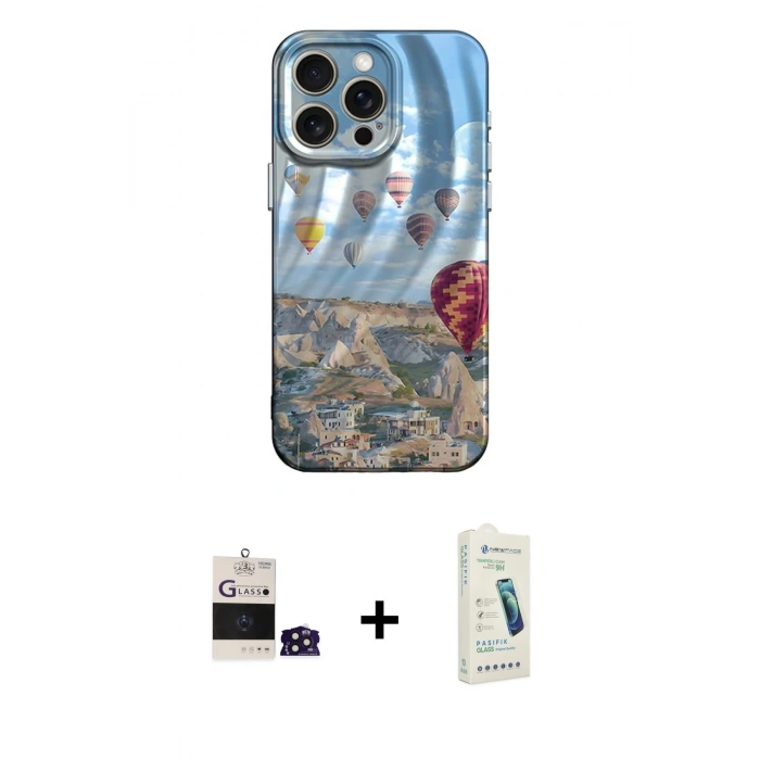 MARSİLYAN™- iPhone 14 Pro Max Kılıf Nova Doku Prime - Şeffaf Pasifik Cam Ekran Koruyucu + Bilvis Titan Kamera Lens - DNMR