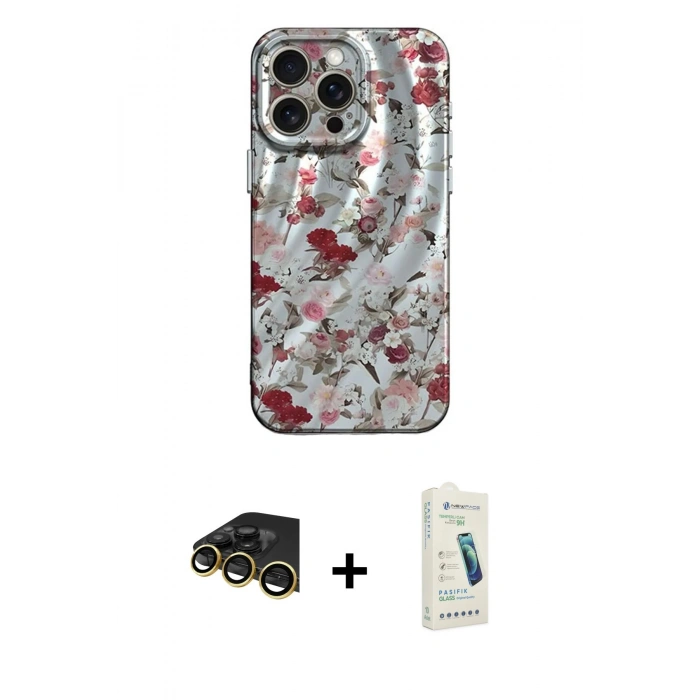 MARSİLYAN™- iPhone 14 Pro Max Kılıf Nova Doku Prime - Şeffaf Pasifik Cam Ekran Koruyucu + Raze Metal Kamera Lens - GD