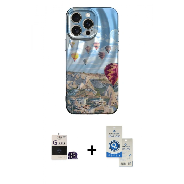 MARSİLYAN™- iPhone 14 Pro Max Kılıf Nova Doku Prime - Şeffaf Royal Nano Ekran Koruyucu + Derin Mor Bilvis Titan Kamera Lens