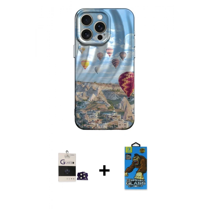 MARSİLYAN™- iPhone 14 Pro Max Kılıf Nova Doku Prime - Siyah 18D Cam Ekran Koruyucu + Bilvis Titan Kamera Lens - SH