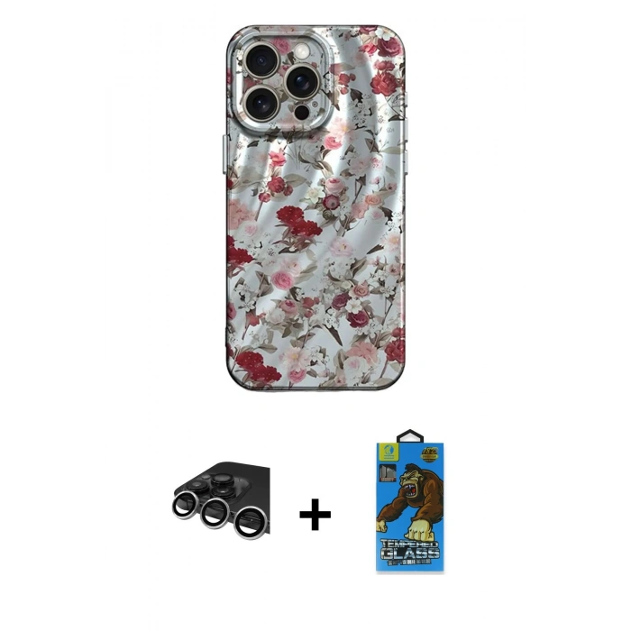 MARSİLYAN™- iPhone 14 Pro Max Kılıf Nova Doku Prime - Siyah 18D Cam Ekran Koruyucu + Raze Metal Kamera Lens - GS