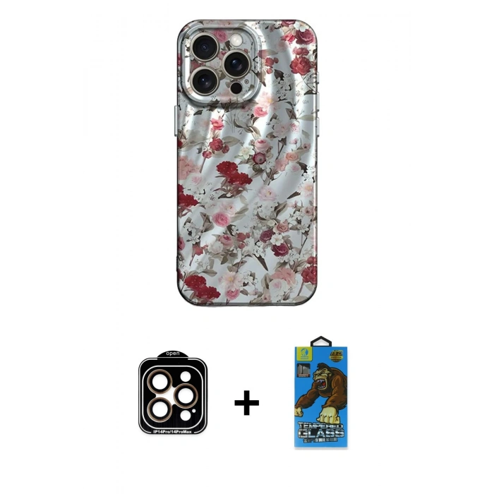 MARSİLYAN™- iPhone 14 Pro Max Kılıf Nova Doku Prime - Siyah 18D Cam Ekran Koruyucu + PVD Metal Kamera Lens - TU