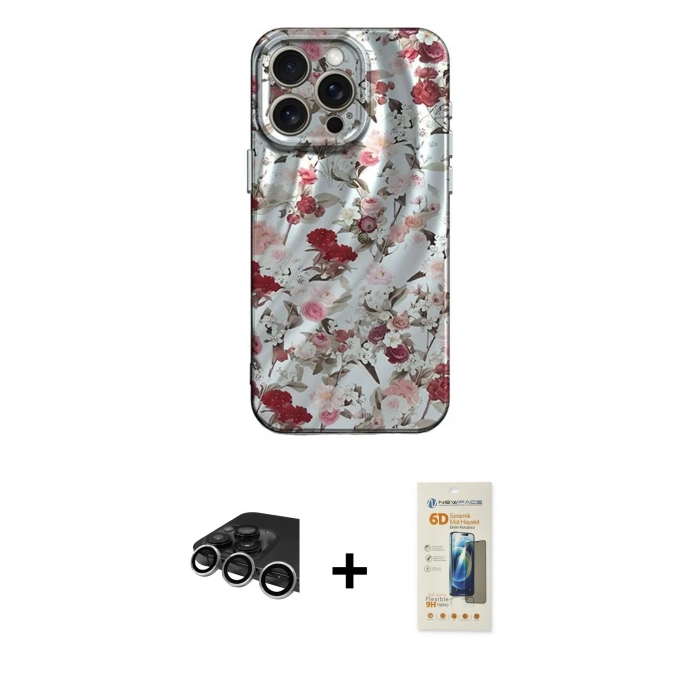 MARSİLYAN™- iPhone 14 Pro Max Kılıf Nova Doku Prime - Siyah 6D Mat Seramik Hayalet Nano Ekran Koruyucu + Raze Metal Kamera Lens - GS