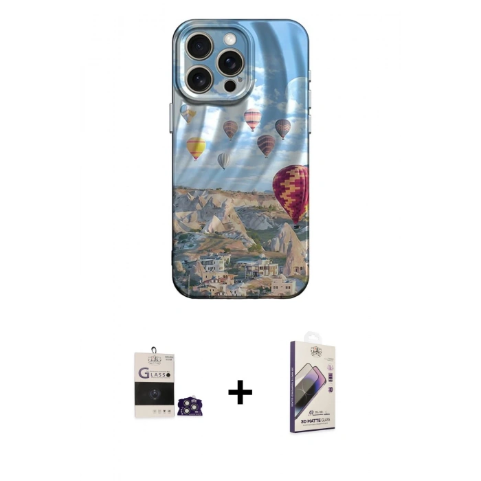 MARSİLYAN™- iPhone 14 Pro Max Kılıf Nova Doku Prime - Siyah Bilvis 3D Mat Cam Ekran Koruyucu + Bilvis Titan Kamera Lens - GS