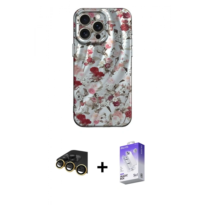 MARSİLYAN™- iPhone 14 Pro Max Kılıf Nova Doku Prime - Siyah Bilvis 5in1 3D Magic Cam Ekran Koruyucu + Raze Metal Kamera Lens - GD