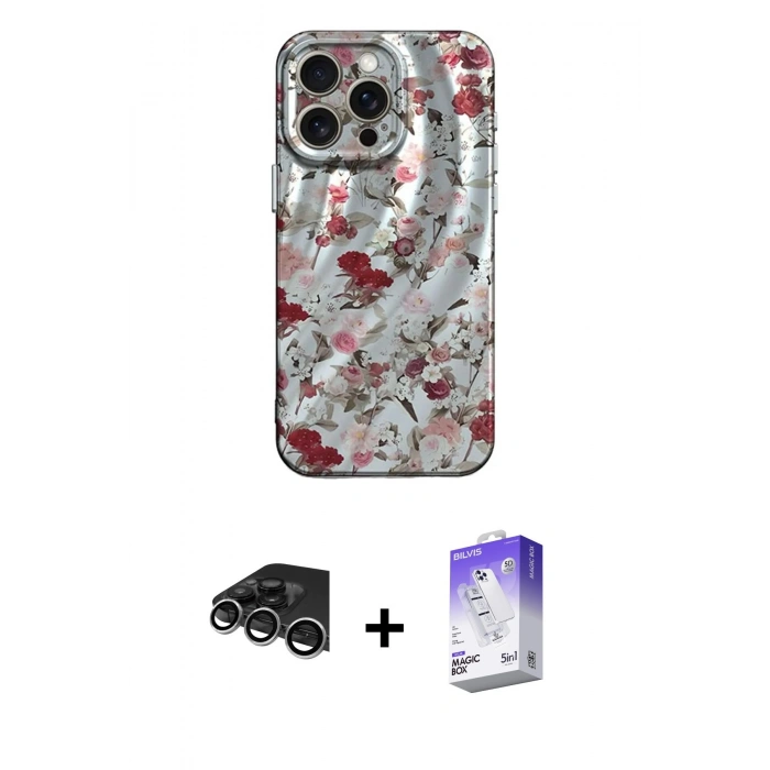 MARSİLYAN™- iPhone 14 Pro Max Kılıf Nova Doku Prime - Siyah Bilvis 5in1 3D Magic Cam Ekran Koruyucu + Raze Metal Kamera Lens - GS