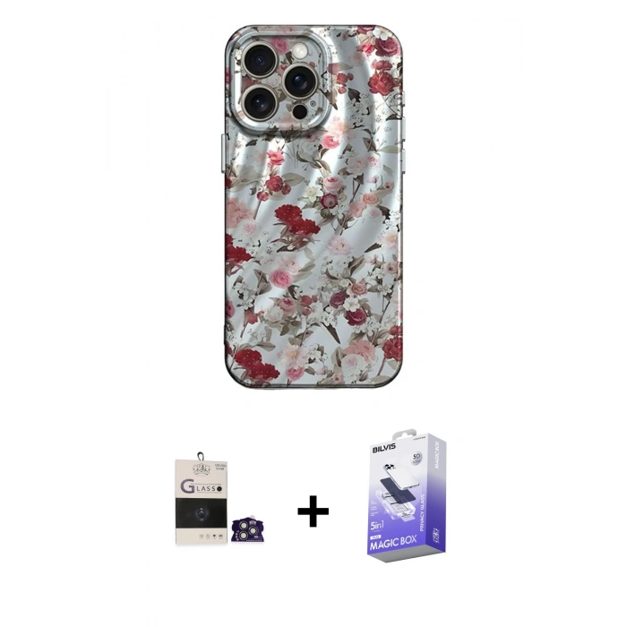 MARSİLYAN™- iPhone 14 Pro Max Kılıf Nova Doku Prime - Siyah Bilvis 5in1 5D Magic Hayalet Cam Ekran Koruyucu + Bilvis Titan Kamera Lens - GS