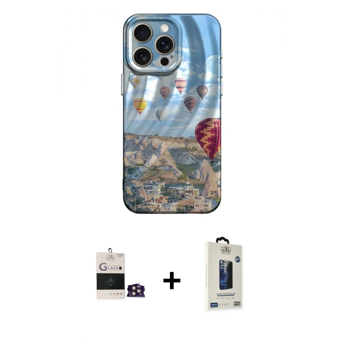 MARSİLYAN™- iPhone 14 Pro Max Kılıf Nova Doku Prime - Siyah Bilvis Hayalet Cam Ekran Koruyucu + Bilvis Titan Kamera Lens - GD
