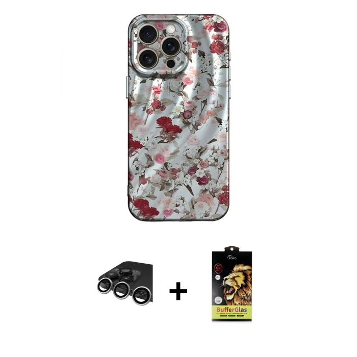 MARSİLYAN™- iPhone 14 Pro Max Kılıf Nova Doku Prime - Siyah Buffer Cam Ekran Koruyucu + Raze Metal Kamera Lens - GS