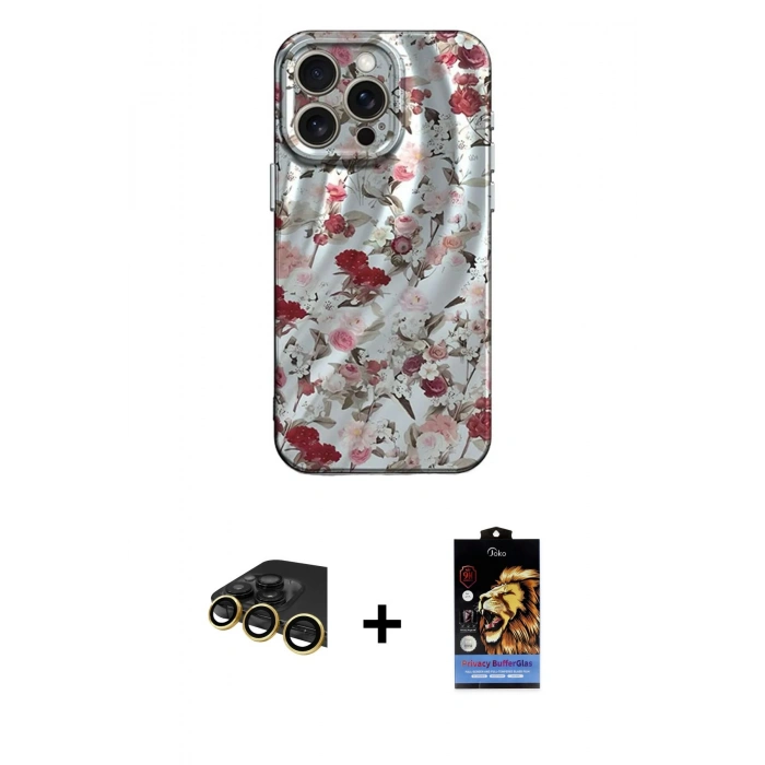 MARSİLYAN™- iPhone 14 Pro Max Kılıf Nova Doku Prime - Siyah Buffer Hayalet Cam Ekran Koruyucu + Raze Metal Kamera Lens - GD