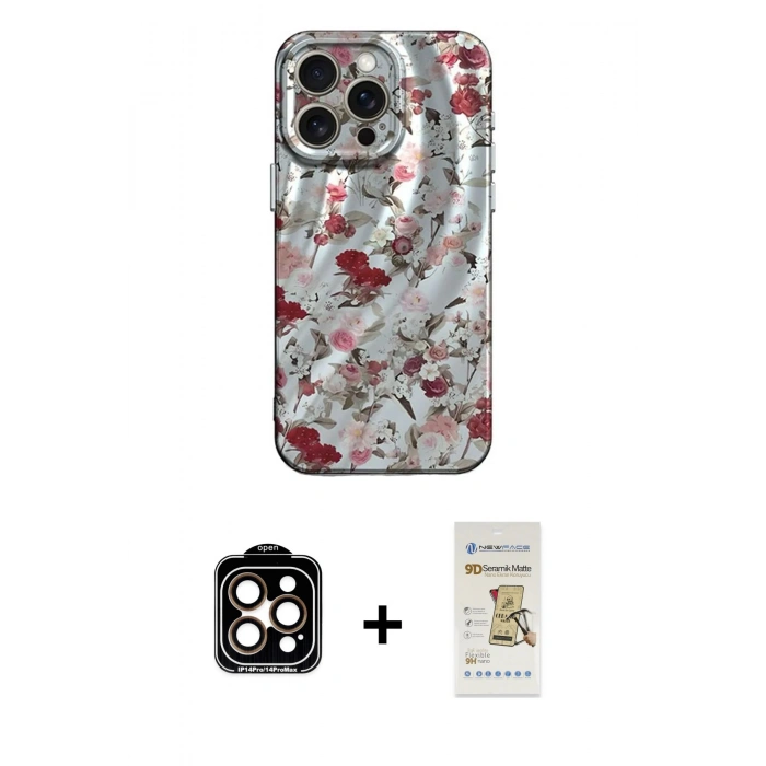 MARSİLYAN™- iPhone 14 Pro Max Kılıf Nova Doku Prime - Siyah Mat Seramik Nano Ekran Koruyucu + PVD Metal Kamera Lens - TU