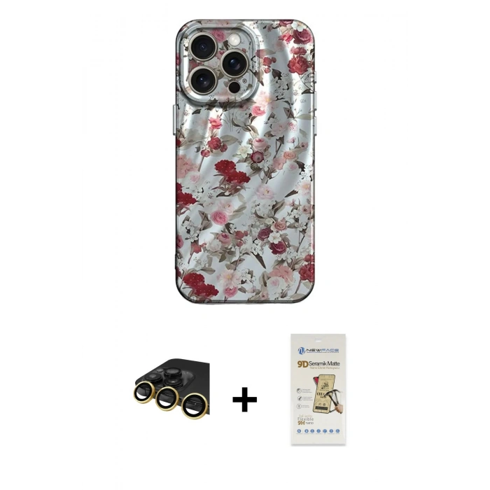 MARSİLYAN™- iPhone 14 Pro Max Kılıf Nova Doku Prime - Siyah Mat Seramik Nano Ekran Koruyucu + Raze Metal Kamera Lens - GD