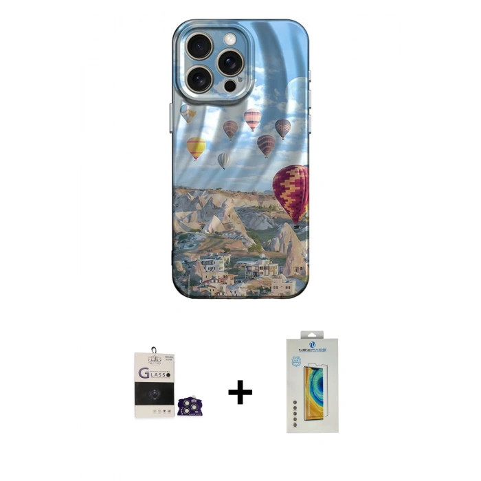 MARSİLYAN™- iPhone 14 Pro Max Kılıf Nova Doku Prime - Siyah Polymer Nano Ekran Koruyucu + Bilvis Titan Kamera Lens - GS