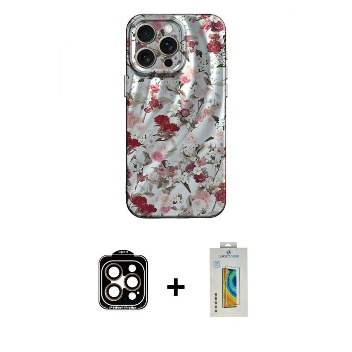 MARSİLYAN™- iPhone 14 Pro Max Kılıf Nova Doku Prime - Siyah Polymer Nano Ekran Koruyucu + PVD Metal Kamera Lens - TU