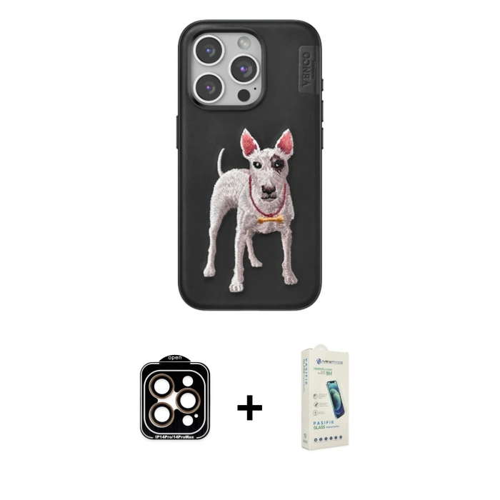 MARSİLYAN™- iPhone 14 Pro Max Kılıf Nova Form Koleksiyonu - Şeffaf Pasifik Cam Ekran Koruyucu + PVD Metal Kamera Lens - TU