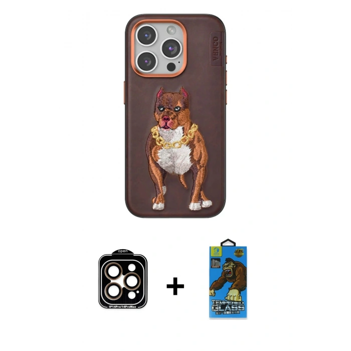 MARSİLYAN™- iPhone 14 Pro Max Kılıf Nova Form Koleksiyonu - Siyah 18D Cam Ekran Koruyucu + PVD Metal Kamera Lens - TU