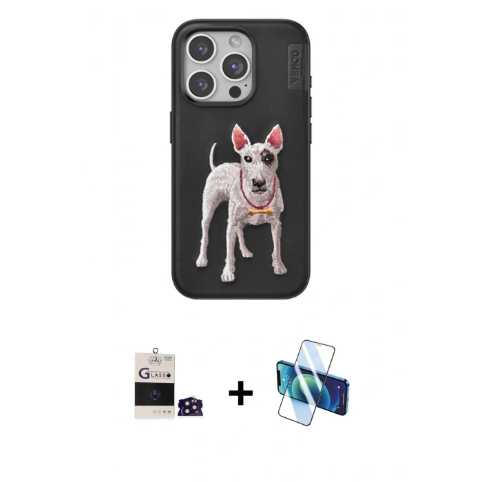 MARSİLYAN™- iPhone 14 Pro Max Kılıf Nova Form Koleksiyonu - Siyah 3D Antistatik Cam Ekran Koruyucu + Derin Mor Bilvis Titan Kamera Lens