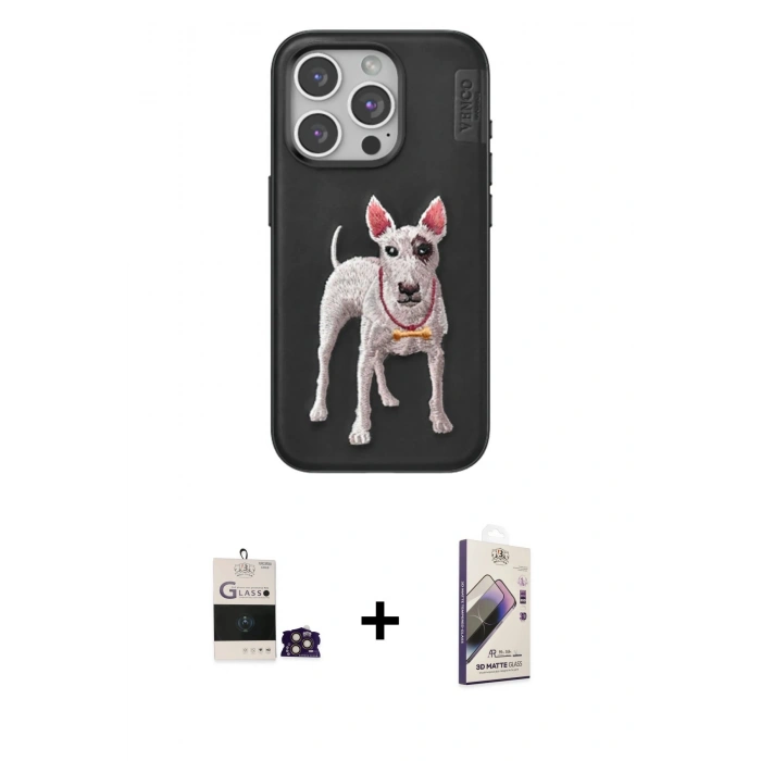 MARSİLYAN™- iPhone 14 Pro Max Kılıf Nova Form Koleksiyonu - Siyah Bilvis 3D Mat Cam Ekran Koruyucu + Bilvis Titan Kamera Lens - GD