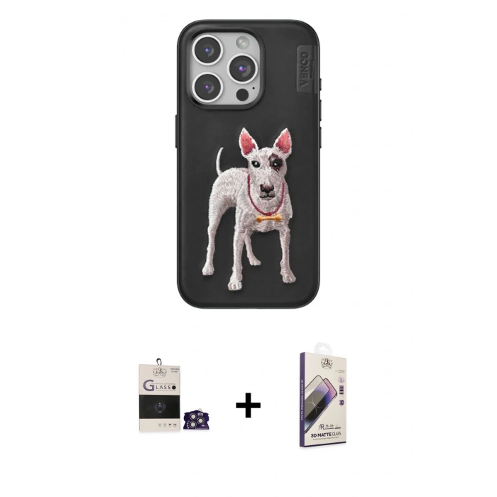 MARSİLYAN™- iPhone 14 Pro Max Kılıf Nova Form Koleksiyonu - Siyah Bilvis 3D Mat Cam Ekran Koruyucu + Bilvis Titan Kamera Lens - GS