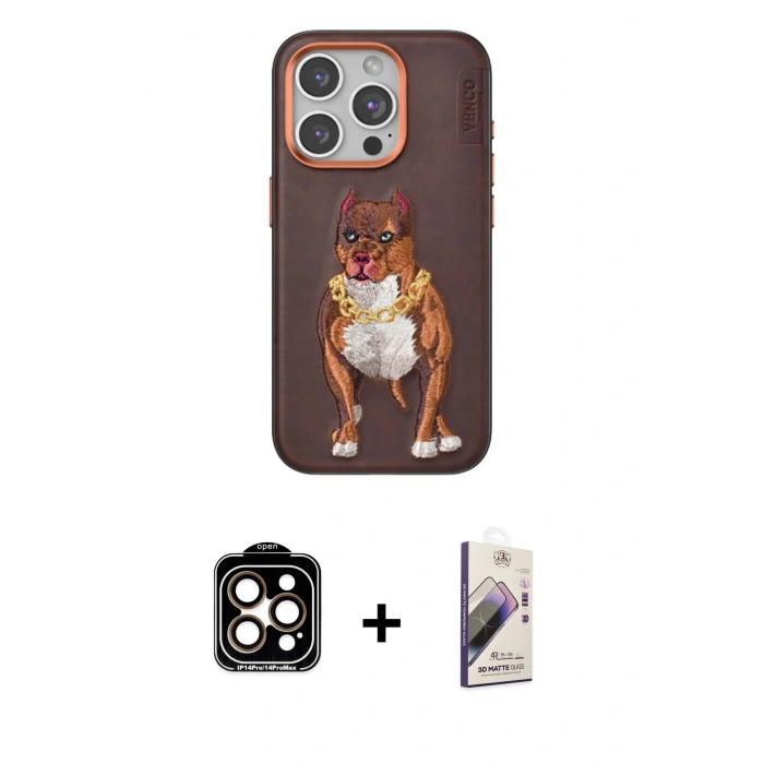 MARSİLYAN™- iPhone 14 Pro Max Kılıf Nova Form Koleksiyonu - Siyah Bilvis 3D Mat Cam Ekran Koruyucu + PVD Metal Kamera Lens - TU