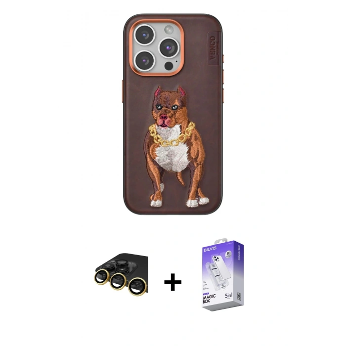 MARSİLYAN™- iPhone 14 Pro Max Kılıf Nova Form Koleksiyonu - Siyah Bilvis 5in1 3D Magic Cam Ekran Koruyucu + Gold Raze Metal Kamera Lens
