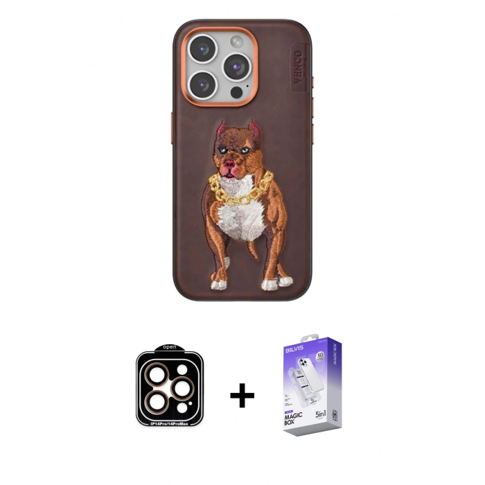 MARSİLYAN™- iPhone 14 Pro Max Kılıf Nova Form Koleksiyonu - Siyah Bilvis 5in1 3D Magic Cam Ekran Koruyucu + PVD Metal Kamera Lens - TU