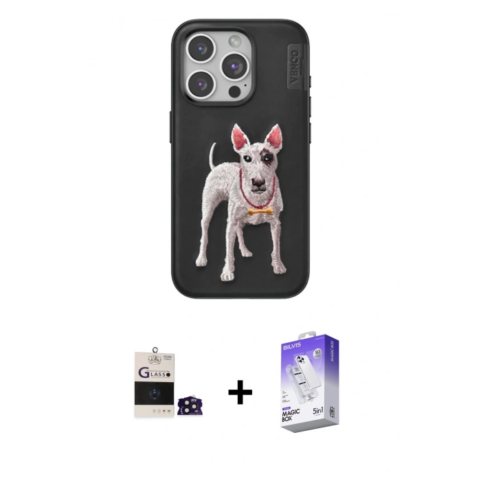 MARSİLYAN™- iPhone 14 Pro Max Kılıf Nova Form Koleksiyonu - Siyah Bilvis 5in1 3D Magic Cam Ekran Koruyucu + Bilvis Titan Kamera Lens - DNMR