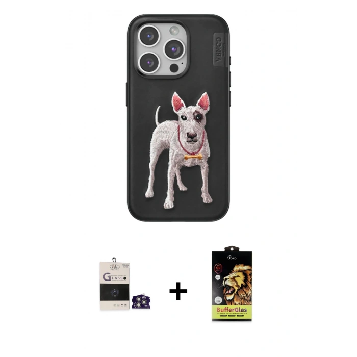 MARSİLYAN™- iPhone 14 Pro Max Kılıf Nova Form Koleksiyonu - Siyah Buffer Cam Ekran Koruyucu + Bilvis Titan Kamera Lens - GS