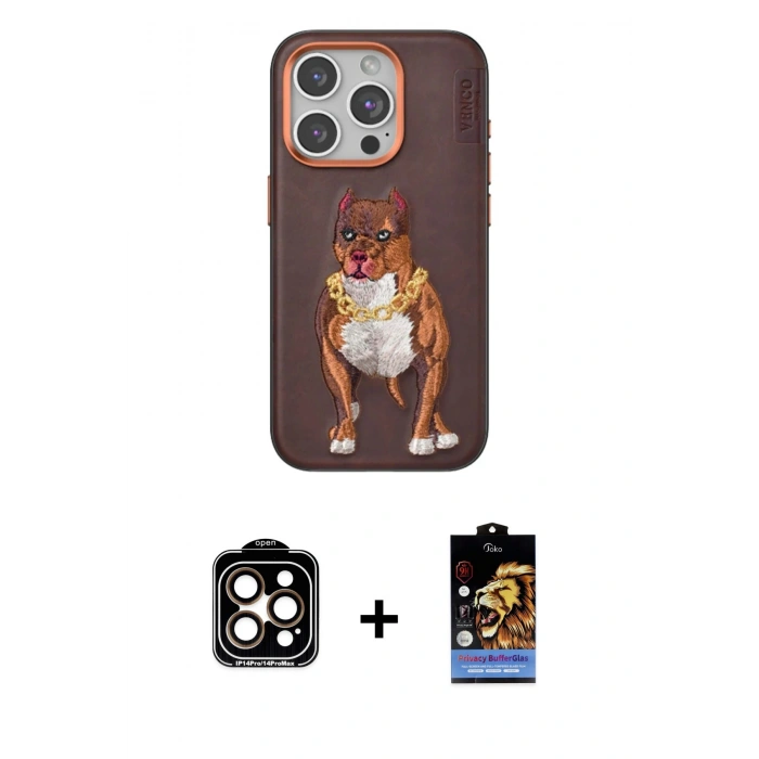 MARSİLYAN™- iPhone 14 Pro Max Kılıf Nova Form Koleksiyonu - Siyah Buffer Hayalet Cam Ekran Koruyucu + PVD Metal Kamera Lens - TU