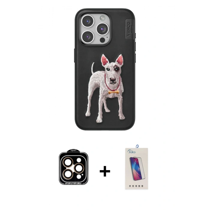 MARSİLYAN™- iPhone 14 Pro Max Kılıf Nova Form Koleksiyonu - Siyah Joko 5D Cam + PVD Metal Kamera Lens - TU
