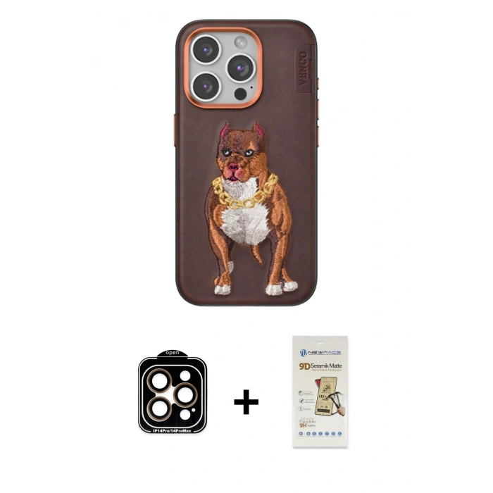 MARSİLYAN™- iPhone 14 Pro Max Kılıf Nova Form Koleksiyonu - Siyah Mat Seramik Nano Ekran Koruyucu + PVD Metal Kamera Lens - TU