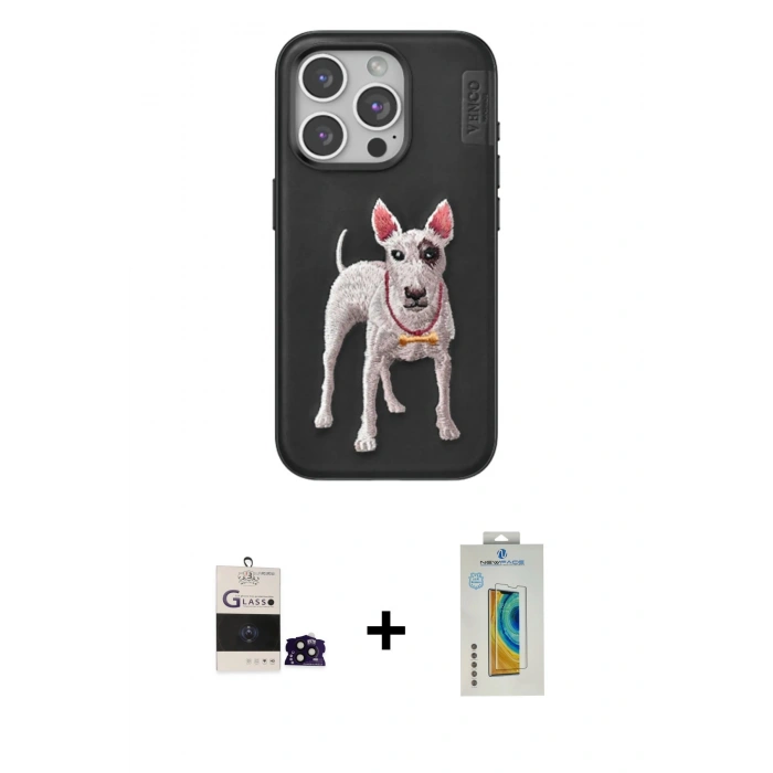 MARSİLYAN™- iPhone 14 Pro Max Kılıf Nova Form Koleksiyonu - Siyah Polymer Nano Ekran Koruyucu + Bilvis Titan Kamera Lens - SH