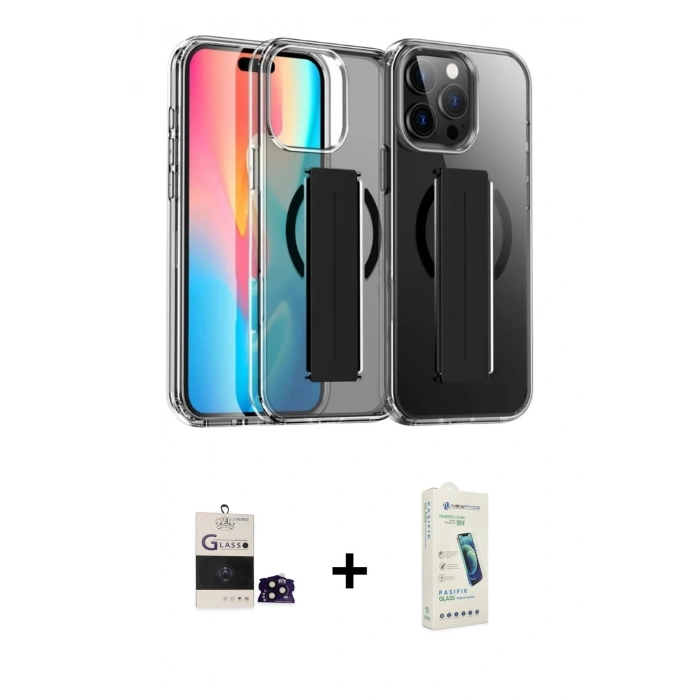 MARSİLYAN™- iPhone 14 Pro Max Kılıf Nova Işık Koleksiyonu - Şeffaf Pasifik Cam Ekran Koruyucu + Bilvis Titan Kamera Lens - SH