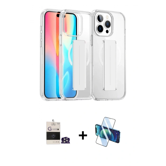 MARSİLYAN™- iPhone 14 Pro Max Kılıf Nova Işık Koleksiyonu - Siyah 3D Antistatik Cam Ekran Koruyucu + Bilvis Titan Kamera Lens - GS