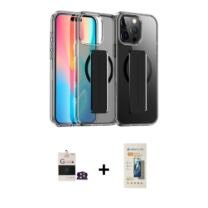 MARSİLYAN™- iPhone 14 Pro Max Kılıf Nova Işık Koleksiyonu - Siyah 6D Mat Seramik Hayalet Nano Ekran Koruyucu + Bilvis Titan Kamera Lens - GD