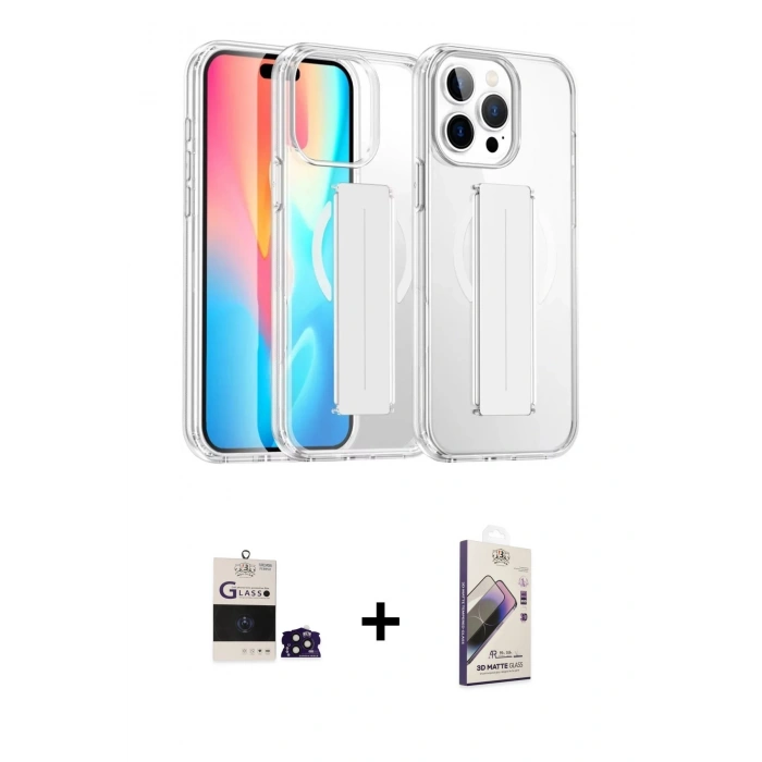 MARSİLYAN™- iPhone 14 Pro Max Kılıf Nova Işık Koleksiyonu - Siyah Bilvis 3D Mat Cam Ekran Koruyucu + Bilvis Titan Kamera Lens - DNMR