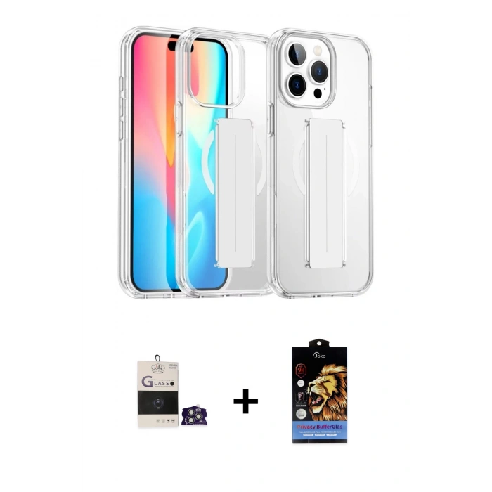 MARSİLYAN™- iPhone 14 Pro Max Kılıf Nova Işık Koleksiyonu - Siyah Buffer Hayalet Cam Ekran Koruyucu + Bilvis Titan Kamera Lens - GS
