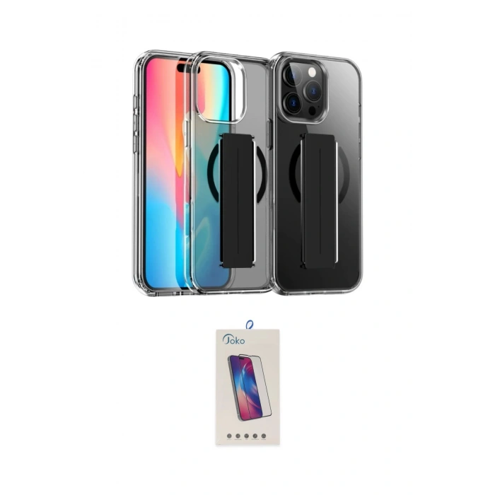 MARSİLYAN™- iPhone 14 Pro Max Kılıf Nova Işık Koleksiyonu - Siyah Joko 5D Cam
