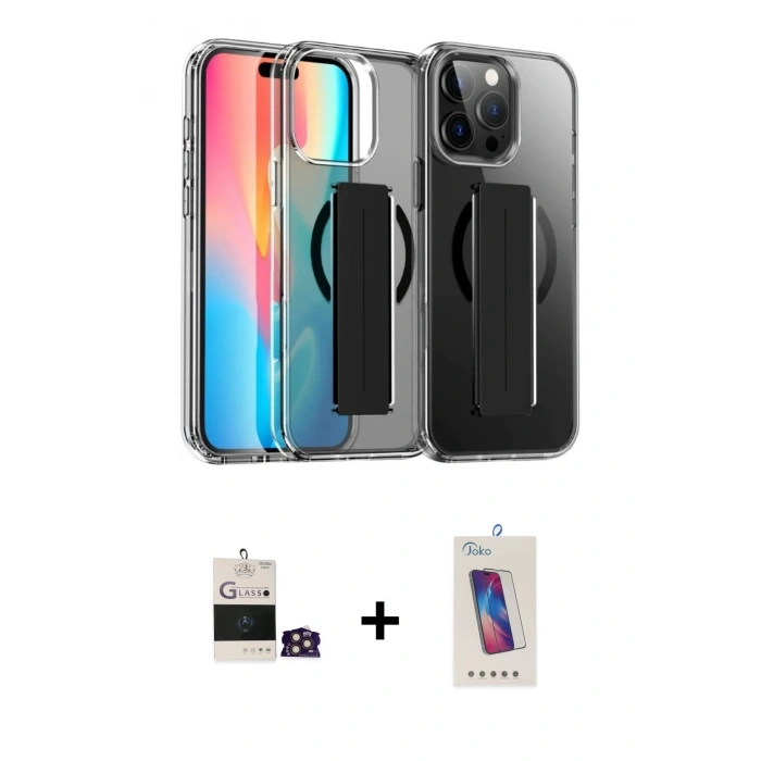 MARSİLYAN™- iPhone 14 Pro Max Kılıf Nova Işık Koleksiyonu - Siyah Joko 5D Cam + Bilvis Titan Kamera Lens - GD
