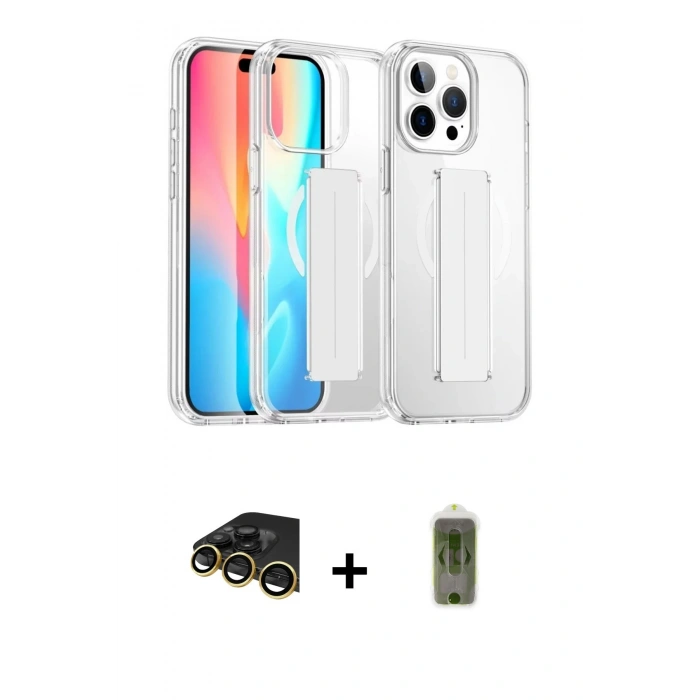 MARSİLYAN™- iPhone 14 Pro Max Kılıf Nova Işık Koleksiyonu - Siyah Joko Magic 5D Hayalet Cam + Raze Metal Kamera Lens - GD