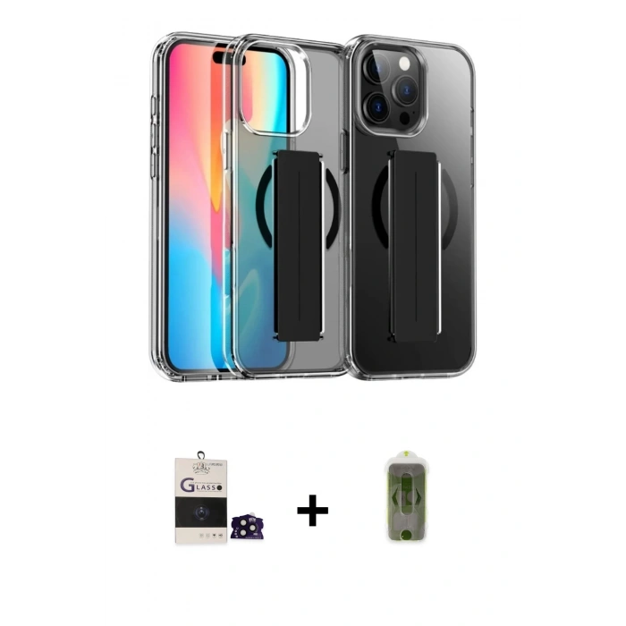 MARSİLYAN™- iPhone 14 Pro Max Kılıf Nova Işık Koleksiyonu - Siyah Joko Magic 5D Hayalet Cam + Siyah Bilvis Titan Kamera Lens