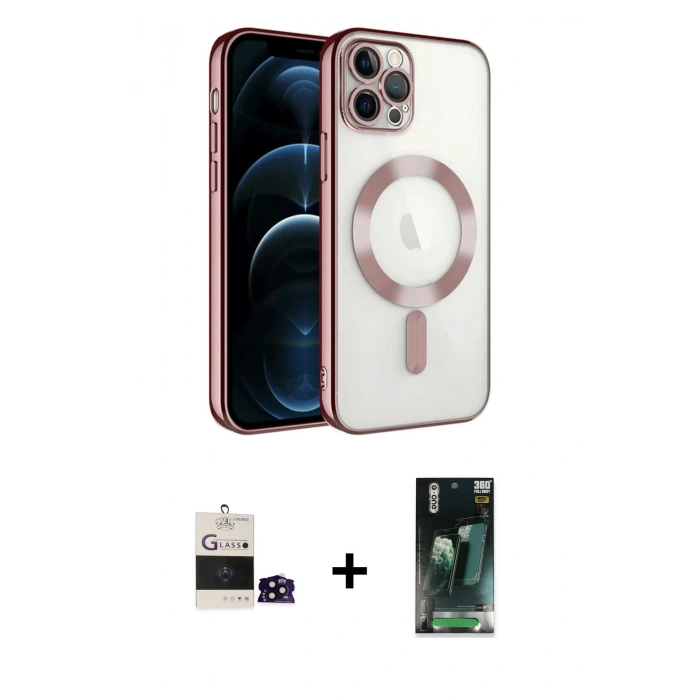 MARSİLYAN™- iPhone 14 Pro Max Kılıf Nova Işık Özel Seri - Şeffaf 360 Full Body Arka Koruyucu + Bilvis Titan Kamera Lens - SH