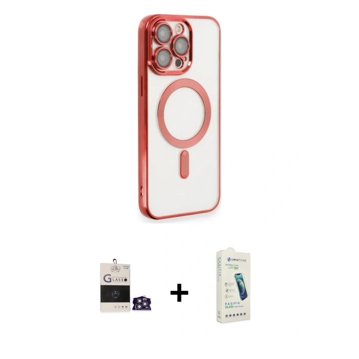 MARSİLYAN™- iPhone 14 Pro Max Kılıf Nova Işık Özel Seri - Şeffaf Pasifik Cam Ekran Koruyucu + Bilvis Titan Kamera Lens - GS